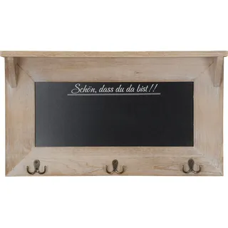 Wandgarderobe 60x34cm Memoboard Holz Braun Ablage Kreidetafel Shabby Chic