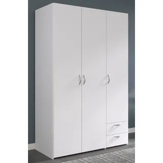 Kleiderschrank "Enjour" in weiß Drehtürenschrank 3-türig 120 cm, 5 Wäschefächer - Weiß