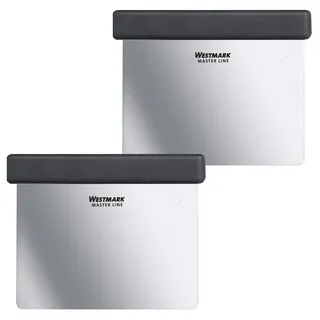 Westmark 2 Profi-Teigschaber/Spachtel, mit Griff, flexible Klinge, Klingenmaß: 8 x 12 cm, Rostfreier Edelstahl/Kunststoff, Master Line, Schwarz/Silber, 308022E3