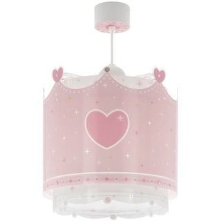 Dalber Lampe kinderzimmer, kinderlampe Pendelleuchte Hängelampe, Deckenleuchte Kinder, Deckenlampe kinderzimmer Little Queen Krone Rosa, 61102, E27