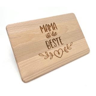 Muttertagsgeschenk Idee - Frühstücksbrettchen aus Holz mit hochwertiger Gravur für die Beste Mama (Mama ist die Beste)