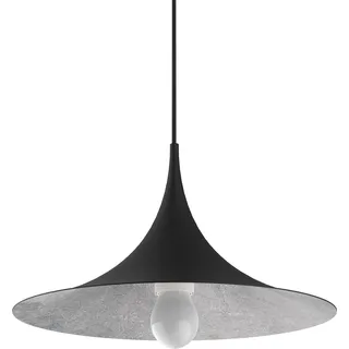 Pendelleuchte Louie aus handlackiertem Blattmetall, 33 cm breit, 16 cm hoch - Schwarz