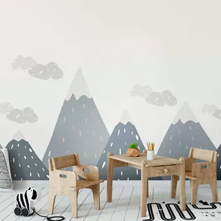 Wandaufkleber, selbstklebend, für Kinder, Riesen-Dekoration, skandinavische Berge für Kinderzimmer, Dinka, 100 x 280 cm