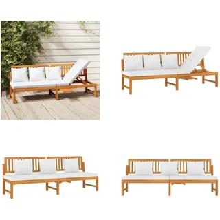 vidaxL Tagesbett mit Cremeweißen Kissen 200x60x75 cm Massivholz Akazie - Tagesbett - Tagesbetten - Bettsofa - Schlafsofa - Braun