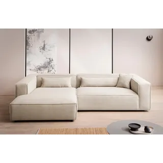 LeGer Home by Lena Gercke »PIARA XXL, Big-Sofa in Cord oder Leinenoptik, L-Form, mit Kedernaht«, wahlweise Ottomane rechts/links, schwarze Füße, extra tiefe Sitzfläche,