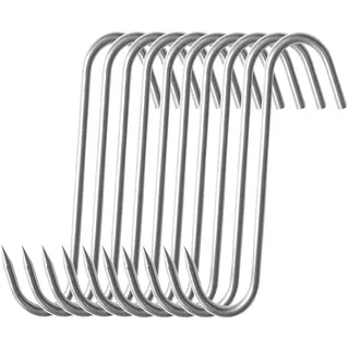 Lottogo Fleischhaken,10 Stück S Haken,18cm Schwerer Fleischerhaken, Edelstahl,Räucherhaken,Aufhängehaken,Küchenhake,Angelhaken,Der Fleischhaken hat Einen Durchmesser von 4 mm