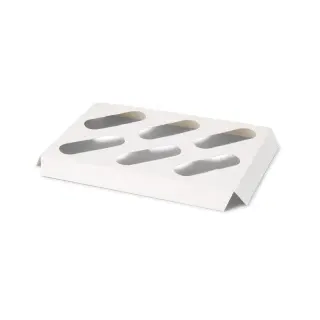 Greenbox Kartoneinlagen für 6er Cupcake Boxen, weiß , Nachhaltige Einlagen aus biologisch abbaubarem Material für den Einmalgebrauch, 1 Karton = 700 Stück