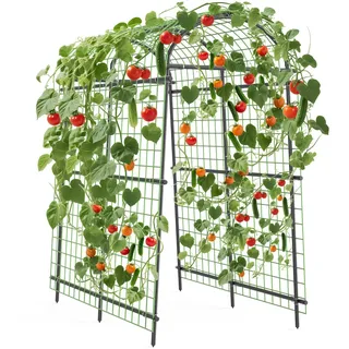 GarveeHome Rankhilfe Garten, Gartenbogen Für Rankpflanze, Metall Rankbogen Rosen, 115 x 183 x 230 cm, Verstellbare Breite 90-115cm, Wetterfeste Gartenbogen Für Gemüse, Obst, Blumen