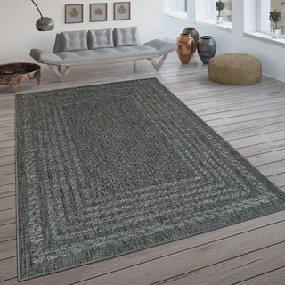 In- & Outdoor-Teppich, Flachgewebe Mit Skandi-Muster Und Sisal-Look In Grau Grösse 80x150 cm - Grau