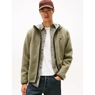 Tommy Jeans Plüschjacke »TJM REG BADGE TEDDY ZIP TRU EXT« mit Kapuze Freizeitjacke, Übergangsjacke, Teddyjacke mit Logopatch