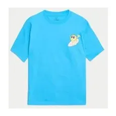 M&S Collection T-Shirt aus reiner Baumwolle mit Palm-Beach-Motiv (6-16 Jahre) - Blue, Blue, 8-9 Y