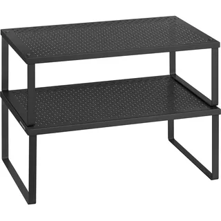 SONGMICS Gewürzregal, 2er Set, Küchenregal, Küchen-Organizer, Küche, Gewürzhalter, erweiterbar, stapelbar, kleines Regal, Metall, tintenschwarz KCS401B01