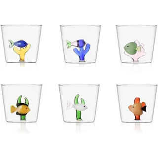 Ichendorf, Set mit 6 dekorierten Wassergläsern, Marine Garden, Fisch mit Alge
