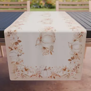 Petti Artigiani Italiani - Zubehör für Küchentextilien, eleganter Tischläufer, 40 x 140 cm aus Mikrofaser, Tischdecke mit Digitaldruck, Kürbis Herbst, Halloween, 100% Made in Italy
