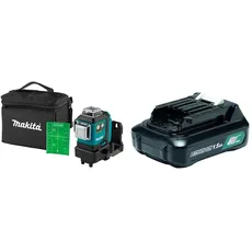 Makita SK700GD Akku-Multi Linienlaser 12V max. (ohne Akku, ohne Ladegerät) in Transporttasche, Natur, Petrol & 197396-9 BL1016 Li-Ion-Akku / 632F59-1, 12 V 1.5 Ah