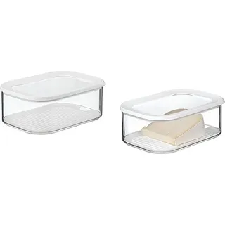 Mepal | Modula Käsedose 2er Set | 2000 ml Boxen | für Käse im Kühlschrank | Frischhaltedose mit Anti-Kondensationseinsatz | luftdicht & spülmaschinenfest | Weiß - Weiß