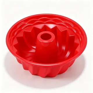 Frutilexia Gugelhupfform Silikon, 23cm Silikon Backform, Gugelhupf Backform, Napfkuchenform mit Antihaftbeschichtung, Wiederverwendbare, Leicht zu Reinigen, für Kuchen, Götterspeise, Brot, Rot