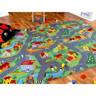 Snapstyle Kinder Spiel Teppich Little Village Bunt 80x160cm