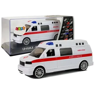 Lean Toys Krankenwagen Ambulanz Sound Licht Sirene Spielzeug Rennwagen Pullback, Größe:UNIVERSAL