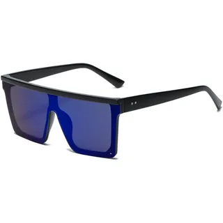 Long Keeper Übergroße Sonnenbrille Quadratisch für Herren Damen Vintage Sonnenbrille Eckig Verspiegelt Groß UV400-Schutz Mode Quadratisch Brille, 60MM