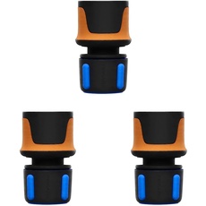 Fiskars Schlauchanschluss, SoftGrip-Kontaktpunkte, Universalgröße, Ø 1,3-1,5 cm (1/2-5/8''), 30 g, Schwarz/Orange/Blau, 1027072 (Packung mit 3)