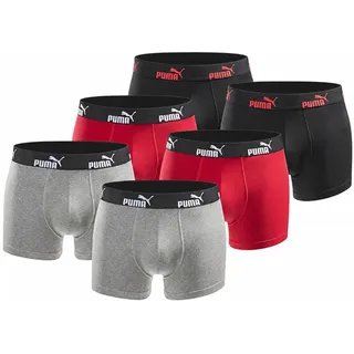 Puma Herren Boxershorts 6er Pack black red - M