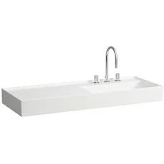 Laufen Kartell Waschtisch, unterbaufähig, Ablage links, 2 Hahnlöcher, ohne Überlauf, 1200x460mm, H813333, Farbe: Weiß mit LCC Active