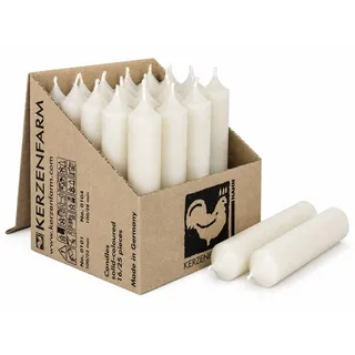 Kurze Stabkerzen Tafelkerzen durchgehend gefärbt Spitzkerzen für die Tisch-Deko zur Hochzeit Weihnachten & Party (10, Elfenbein)