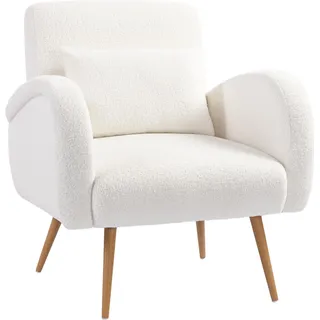 HOMCOM-Loungesessel-Polyester, Metall-77L x 77B x 83H cm-Cremeweiß - Weiß