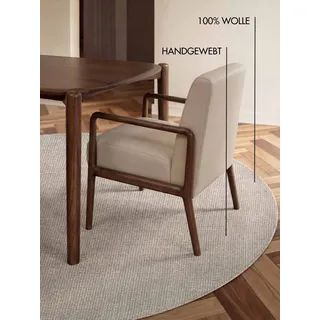 Ted Baker Croom Wollteppich Ø 160 cm Natur Weiß