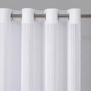 MYSKY HOME Vorhang Weiss Landhaus Vorhänge Boho Ösen-Gardinen Vintage Leinen Web-Löchern Makramee Häkelgardine für Schlafzimmer Dressing Balkon Halbtransparent Landhaus White Curtain 140x250cm 2PC