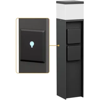 ledscom.de Pollerleuchte PODEL für außen, Smart Home, 39cm, schwarz, 2 Steckdosen, inkl. G9 Leuchtmittel, 501lm, warmweiß