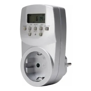 Kopp 195420075 Zeitschaltuhr Mini, digital, erhöhter Berührungssschutz, Count-Down und Zufallsfunktion, 140 Programme, max. 1.800W, Farbe: silber