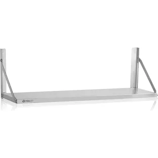Mahlzeit Edelstahl Wandregal, 100 x 30 cm, Silber, Klappbares Hängeregal, Küchenregal, Wandboard - Silber