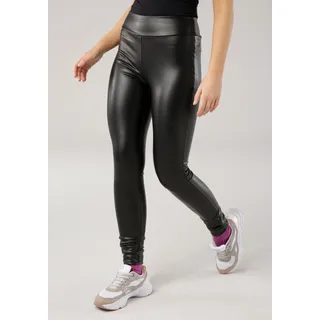 Laura Scott Leggings, aus elastischem Lederimitat, schwarz