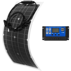 25 Watt 12 Volt flexibles monokristallines Solarpanel für Wohnmobile Camper Van Boote und mehr (1 ×10A-Controller)