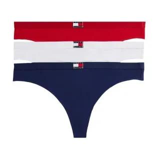 Tommy Hilfiger für Damen. UW0UW06139 3er-Set Heritage rot, weiß, marineblau Tangas (M), Heimtextilien, Mehrfarbig, Baumwolle