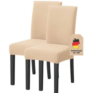 Stuhlhusse (2-tlg. Set) , Beige , Kunststoff , 1x38 cm , Heimtextilien, Bezüge, Stuhlhussen