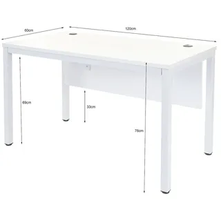 Mendler Schreibtisch HWC-E94 natur-weiß / Beige