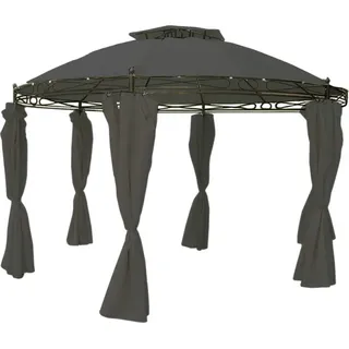 Pavillon rund Ø350cm Festzelt Garten wasserdicht inkl. Seitenteile steingrau - Grau