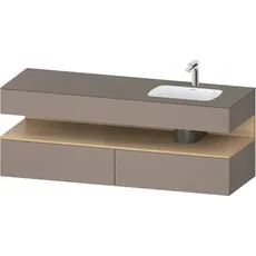 Duravit Qatego Einbauwaschtisch mit Konsolenwaschtischunterbau, 1600x550x600mm, Nische Eiche Natur, Becken rechts, QA4796030, Farbe: Basalt Matt