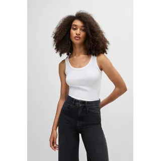 Longtop BOSS ORANGE "Ematite Premium Damenmode", Damen, Gr. M (38), weiß (weiß 100), Jersey, Obermaterial: 98% Baumwolle, 2% Elasthan, unifarben, slim fit, Rundhals, Tops Longtop, mit Rundhalsausschnitt