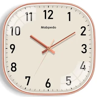 Mabpedo 30cm Wanduhr Lautlos | Nicht Tickende Analog Dekorative Wanduhren für Schlafzimmer Wohnzimmer Büro Home Veranda Dekor Indoor Outdoor Uhr, Rose Gold