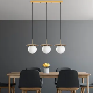 Opviq Elegant Gold Chandelier, Adjustable Height 40-110 cm, Metal Body, 100 x 30 x 110 cm | 3 x E27 Max 40W | Perfect for Modern Living Spaces, IP20