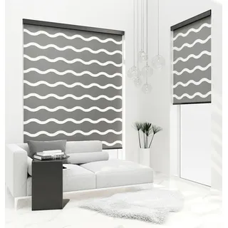 PREMIUM DOPPELROLLO WELLE GRAFIT mit Alu Kassette (70x220 cm, Kassettenfarbe: silber matt) - Schwarz