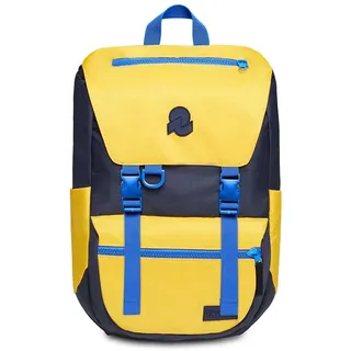 Invicta JOLLY X Praktischer Rucksack, aus nachhaltigem Stoff für, für Freizeit, Ausflüge, Uni, Büro; Laptopfach bis 15,6'' Unisex; Tagesrucksackfür Damen & Herren; Italienisches Design, blau/gelb