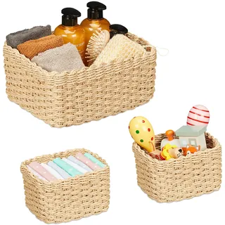 Relaxdays Aufbewahrungskorb 3-tlg. Set 23 x 29 x 15 cm braun