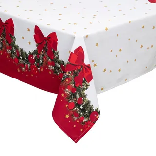 Atmosphera Createur d ́interieur Tischdecke Weihnachtsgirlande mit Schleifen , Multicolor , Naturmaterialen , 140x0.5x360 cm , Dekoration, Weihnachtsdekoration