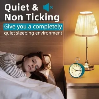 Analoger Wecker, geräuschlos, kein Ticken, Vintage-Wecker mit Nachtlicht, batteriebetrieben, einfach zu bedienen und mit leistungsstarkem Weckton und Schlummerfunktion für Schlafzimmer, Wohnzimmer und Küche