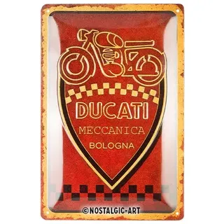 Nostalgic-Art Retro Blechschild, 20 x 30 cm, Ducati – Meccanica Bologna – Geschenk-Idee für Biker, Original Lizenzprodukt (OLP), aus Metall, Vintage Design, Blechschilder Sprüche